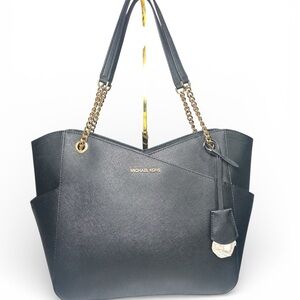Michael Kors Black Saffiano Tote NWOT w/ Gold Chain Handles